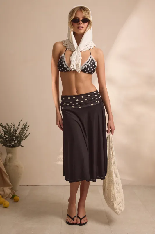 Black & White Polka Dot Chiffon Midi Skirt made by Missy Empire