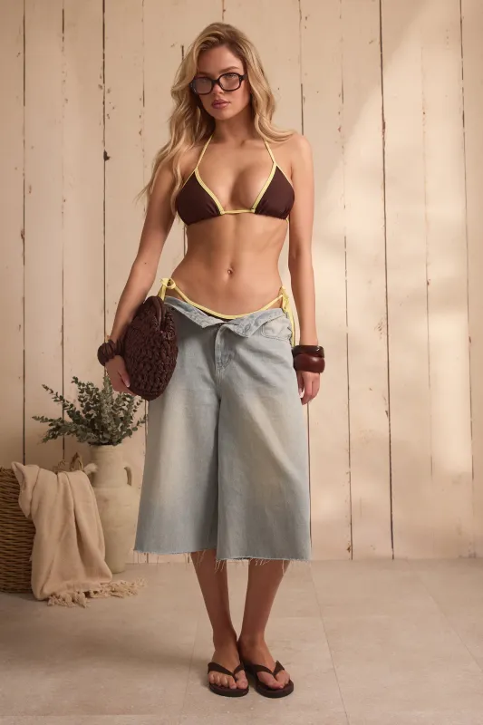 Dark Brown Contrast Bikini Top made by Missy Empire