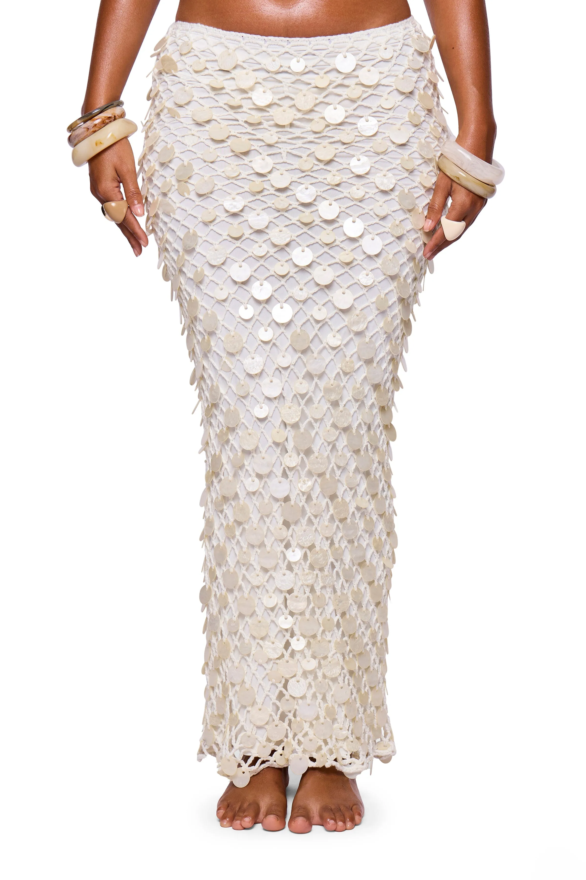 Cream Knit Shell Maxi Skirt sold by Missy Empire product image thumbnail 3