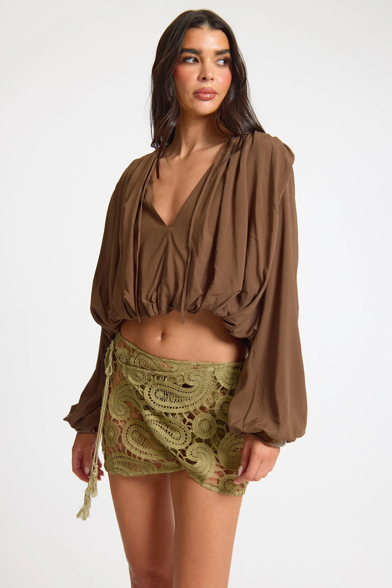 Paisley Crochet Tassel Wrap Beach Skirt sold by Missy Empire