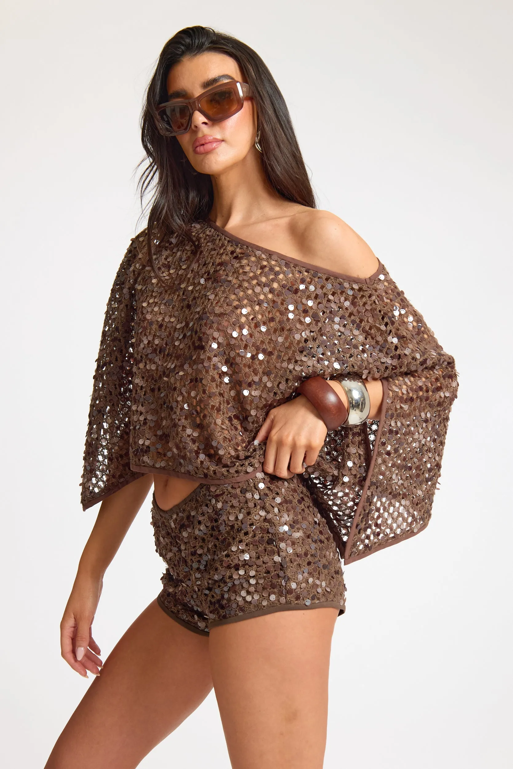 Sequin Floaty Cape Top sold by Missy Empire product image thumbnail 2