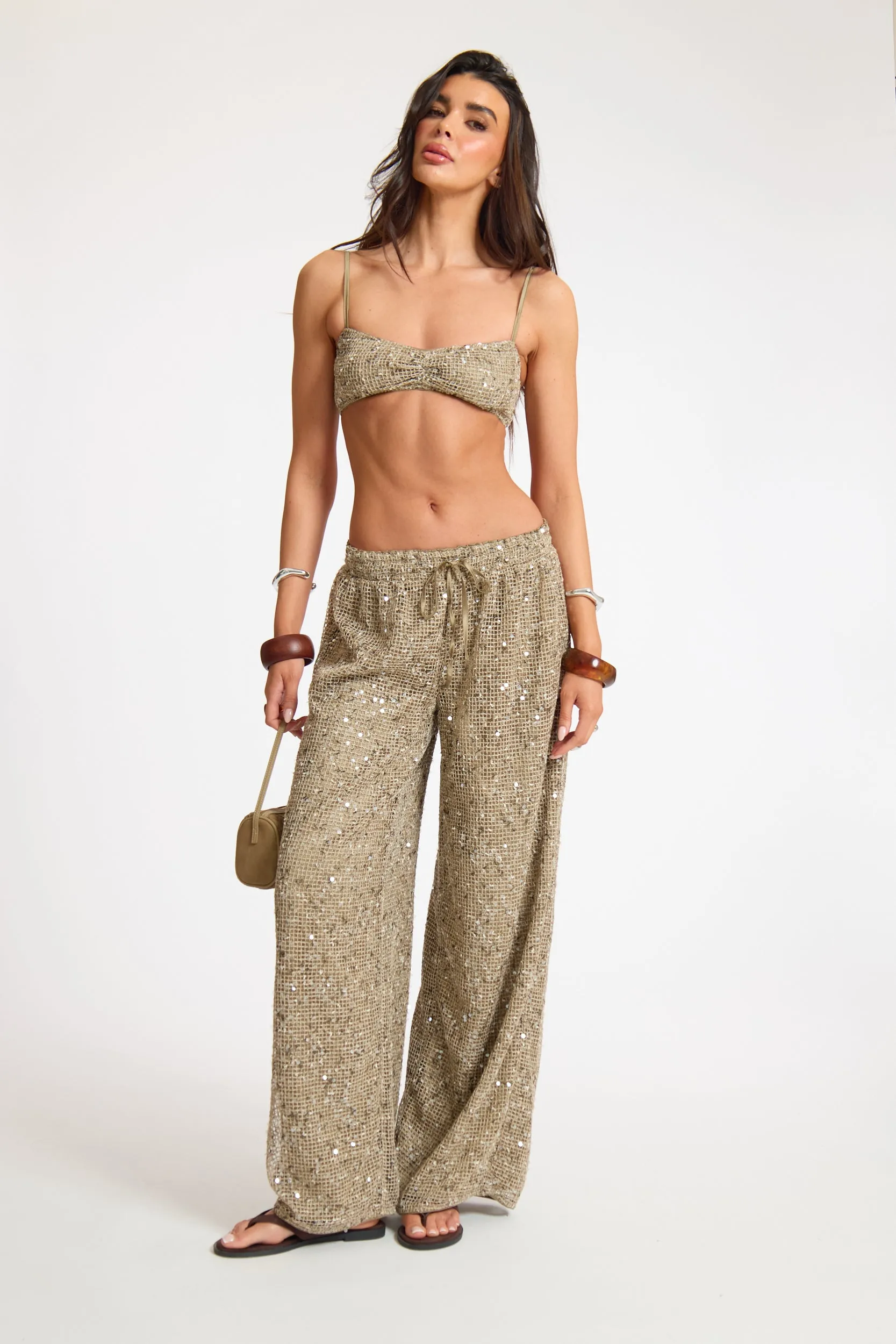 Crochet Sequin Ruched Front Bralette sold by Missy Empire product image thumbnail 4