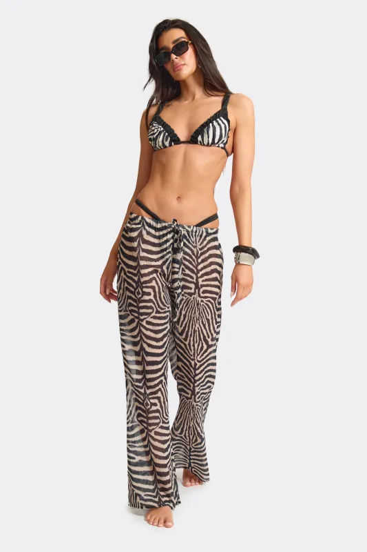 Zebra Print Low Rise Drawstring Slochy Wide Leg Trouser made by Missy Empire