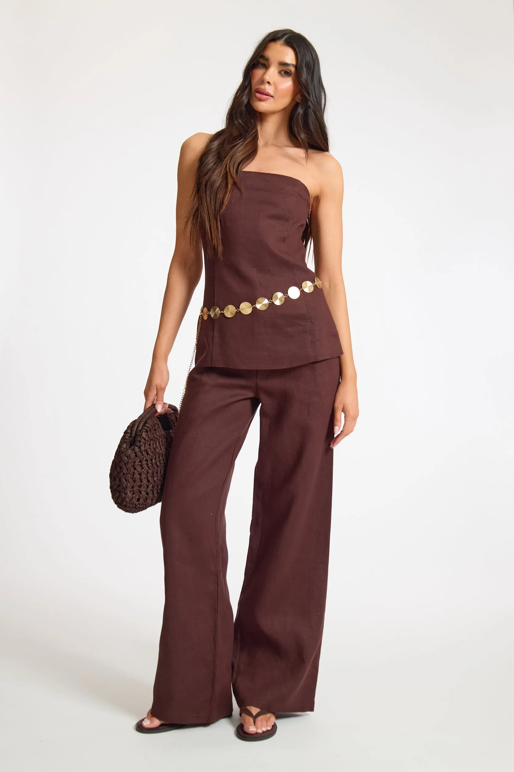 Linen Wide Leg Trouser sold by Missy Empire