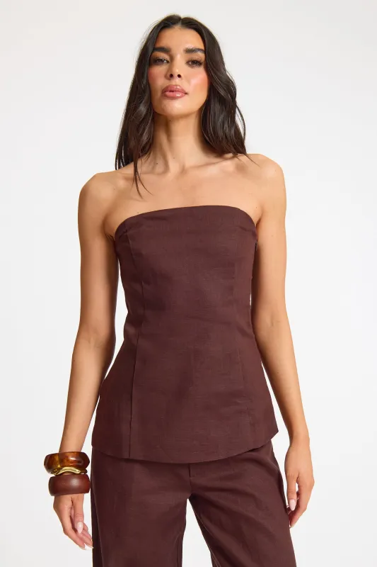 Linen Longline Bandeau made by Missy Empire