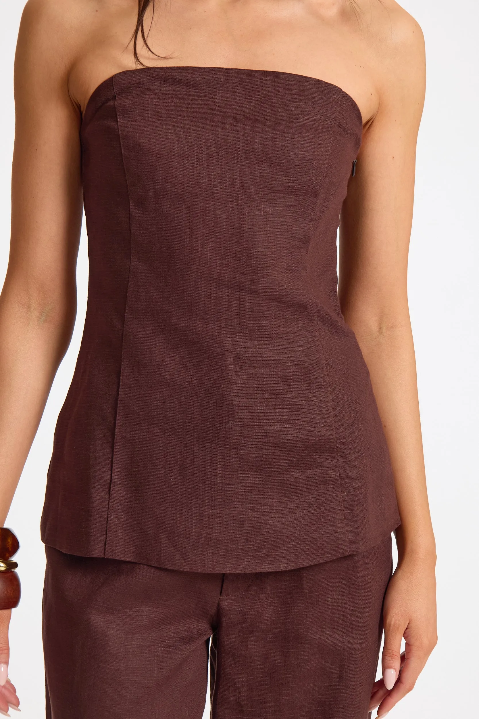 Linen Longline Bandeau sold by Missy Empire product image thumbnail 4