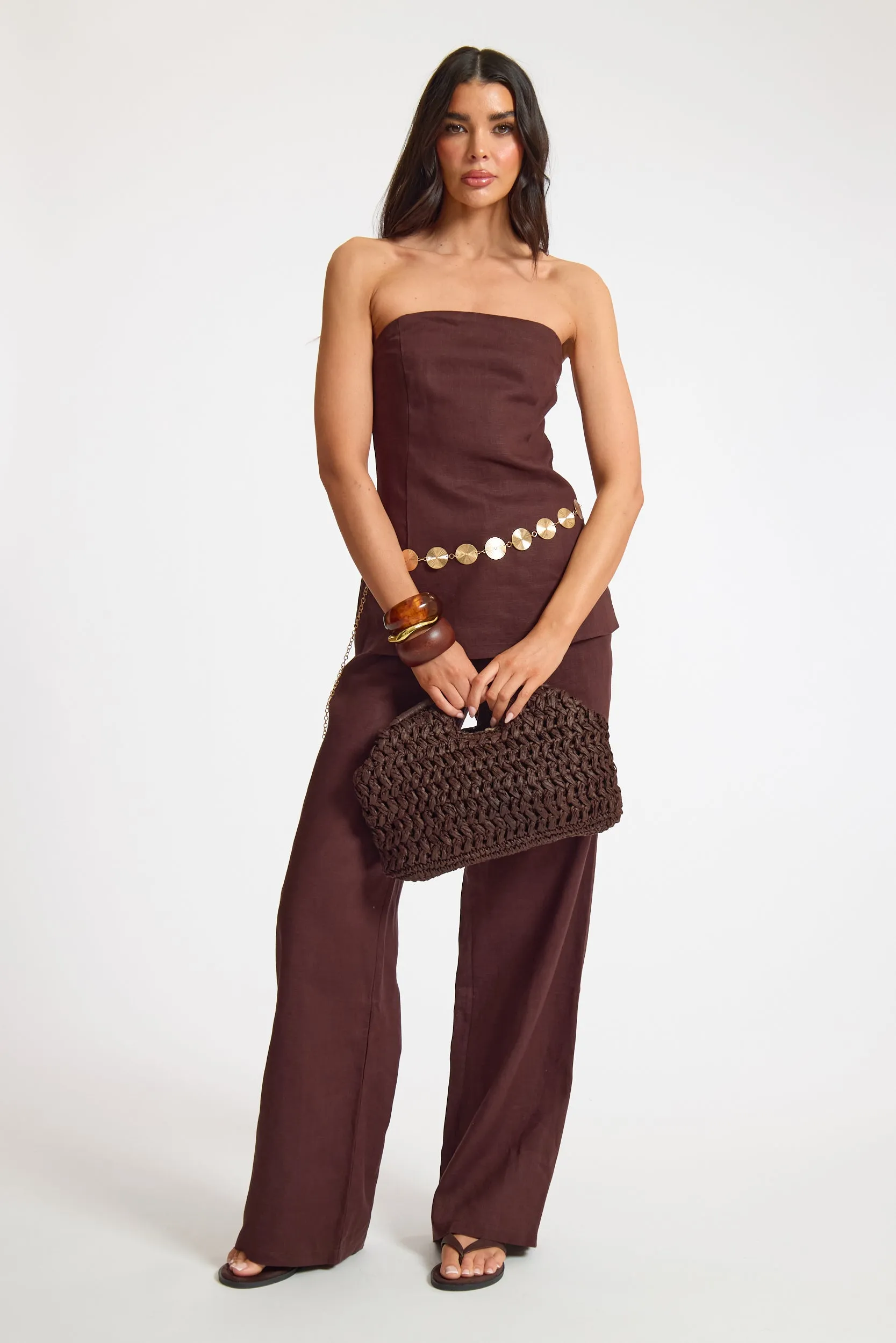 Linen Longline Bandeau sold by Missy Empire product image thumbnail 3
