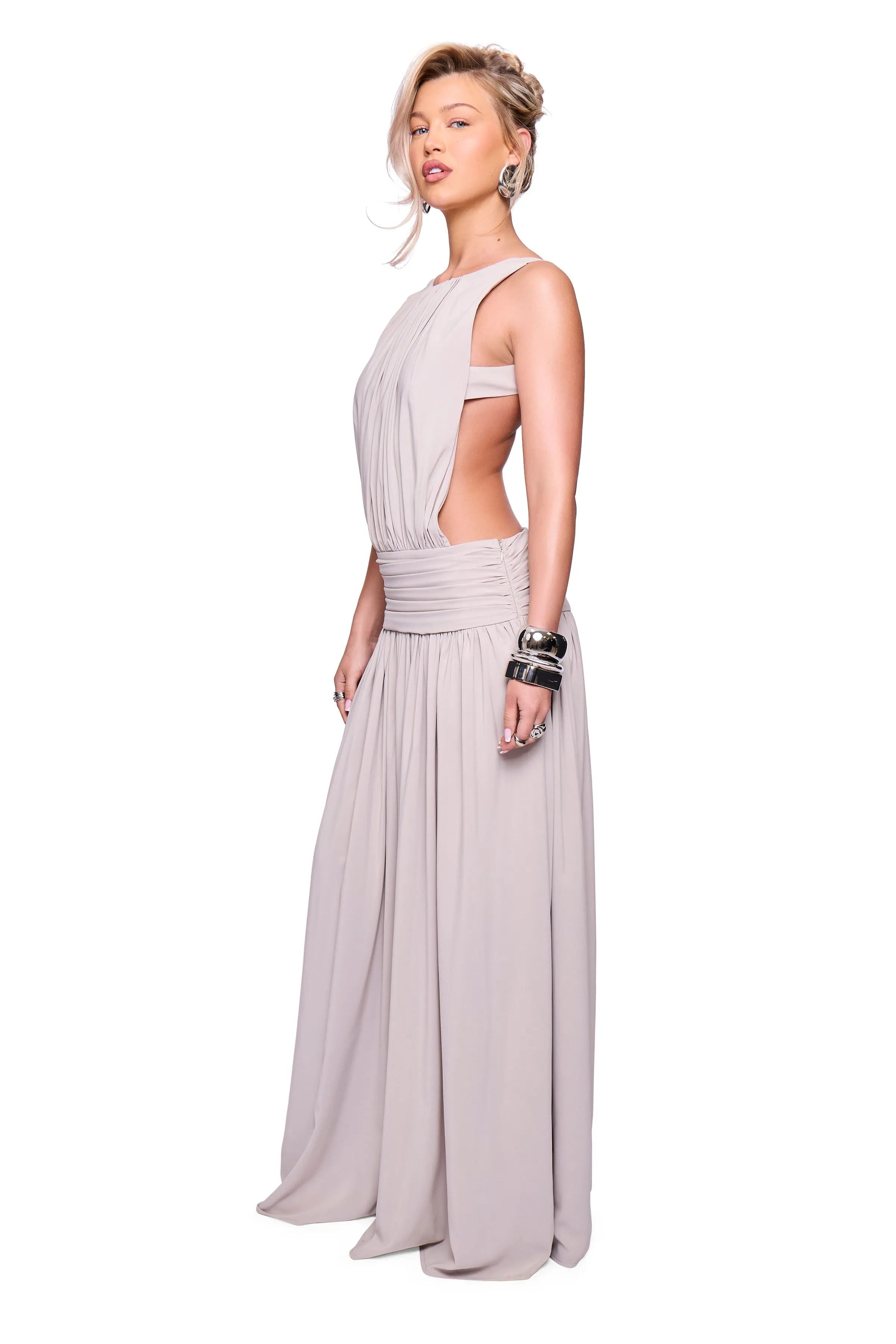 Grey Backless Maxi Dress sold by Missy Empire product image thumbnail 2