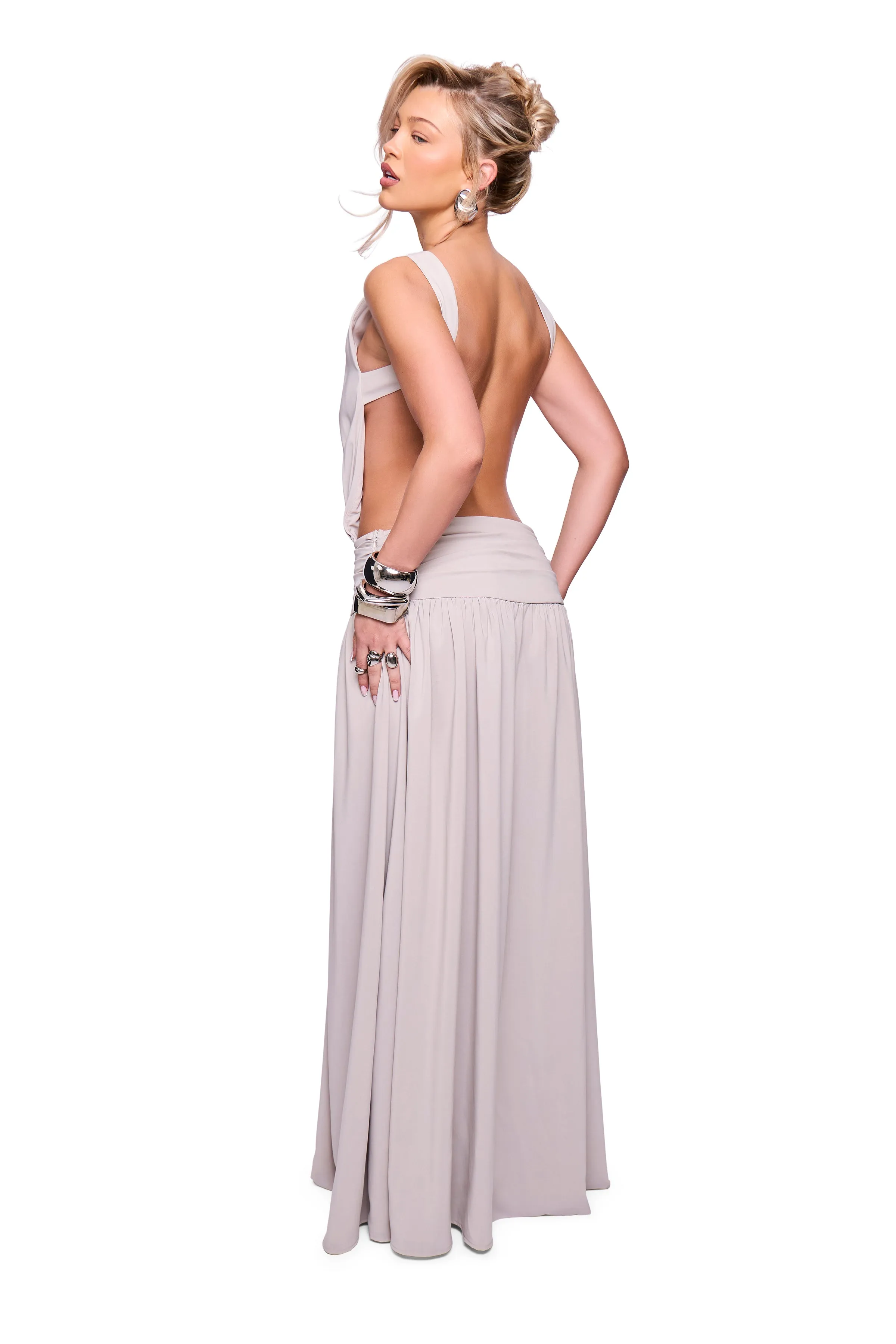 Grey Backless Maxi Dress sold by Missy Empire product image thumbnail 3