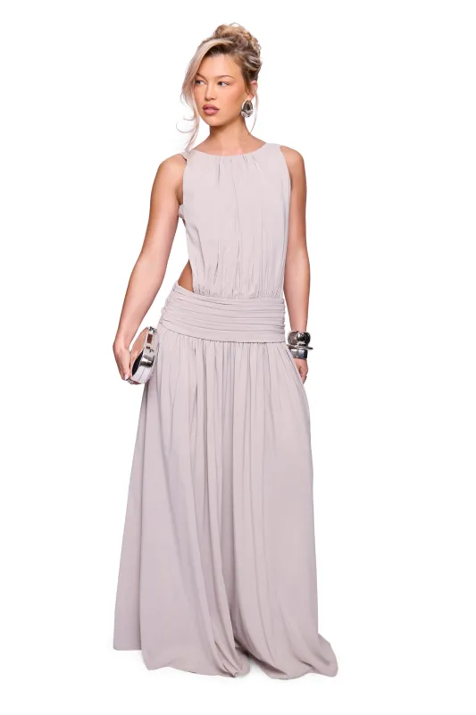 Grey Backless Maxi Dress made by Missy Empire