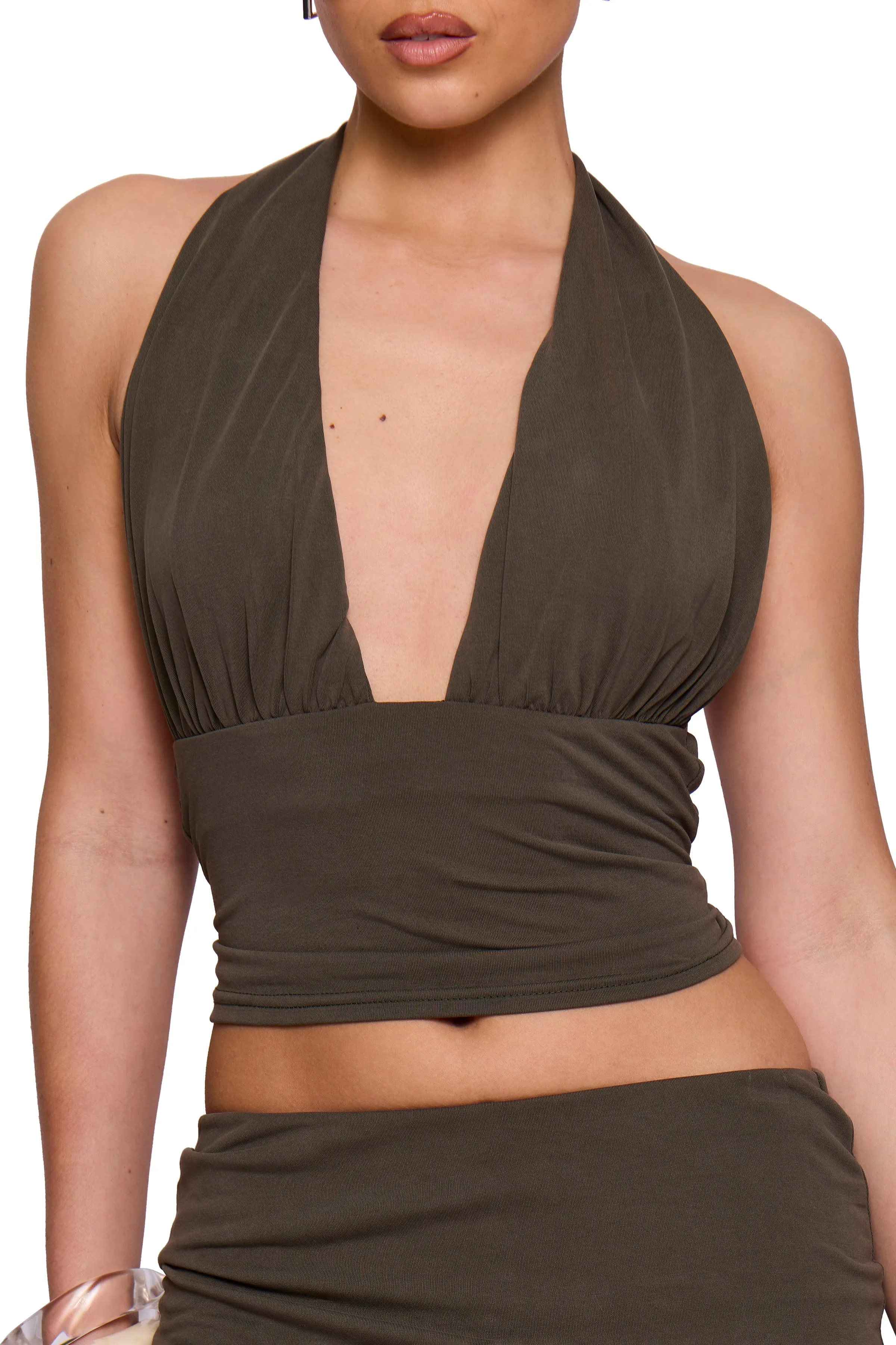 Khaki Modal Halter sold by Missy Empire product image thumbnail 3