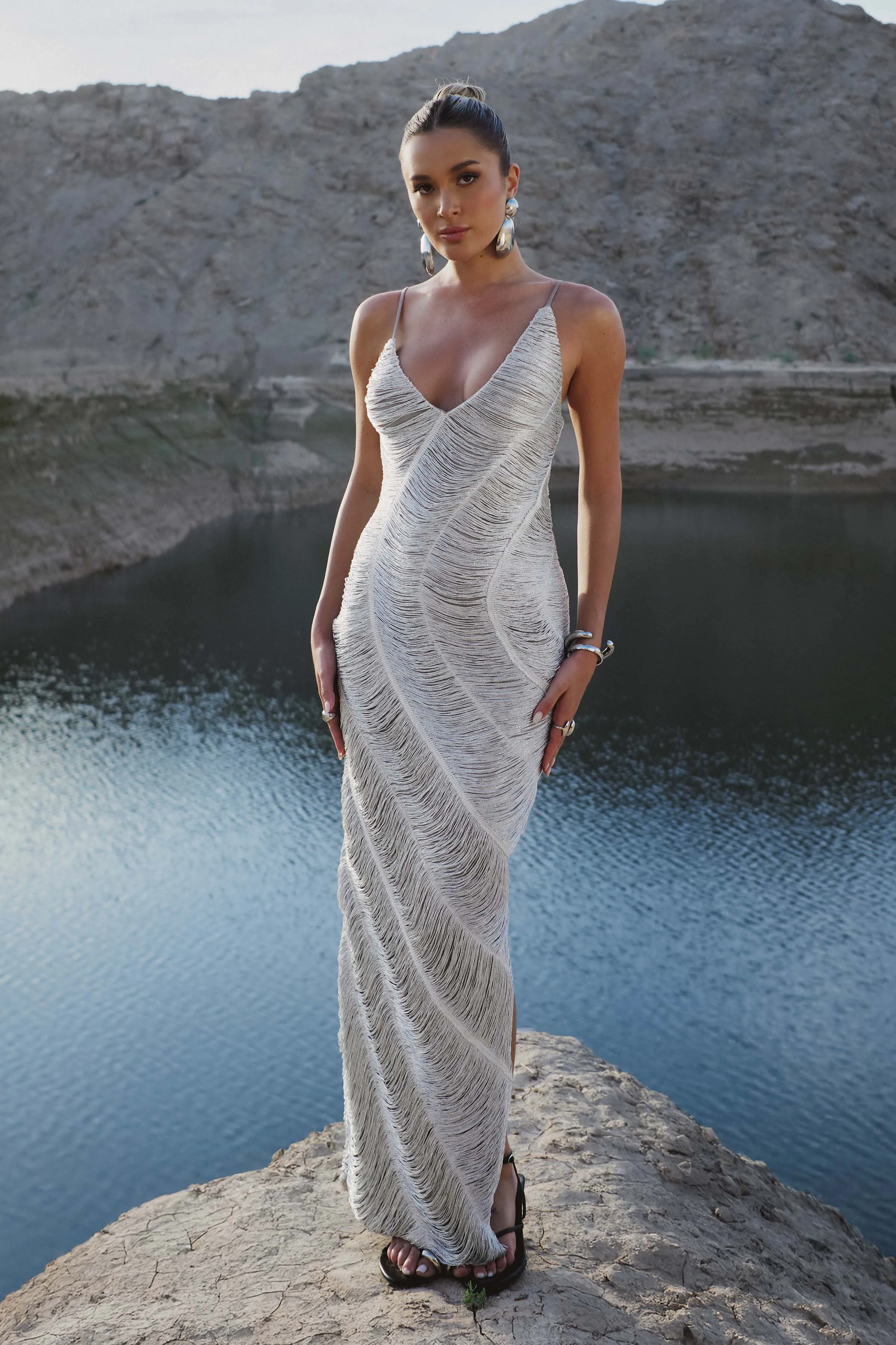 Silver Tassel Maxi Dress sold by Missy Empire product image thumbnail 2