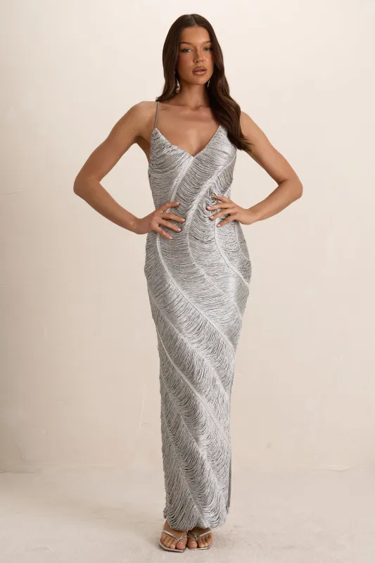 Silver Tassel Maxi Dress made by Missy Empire