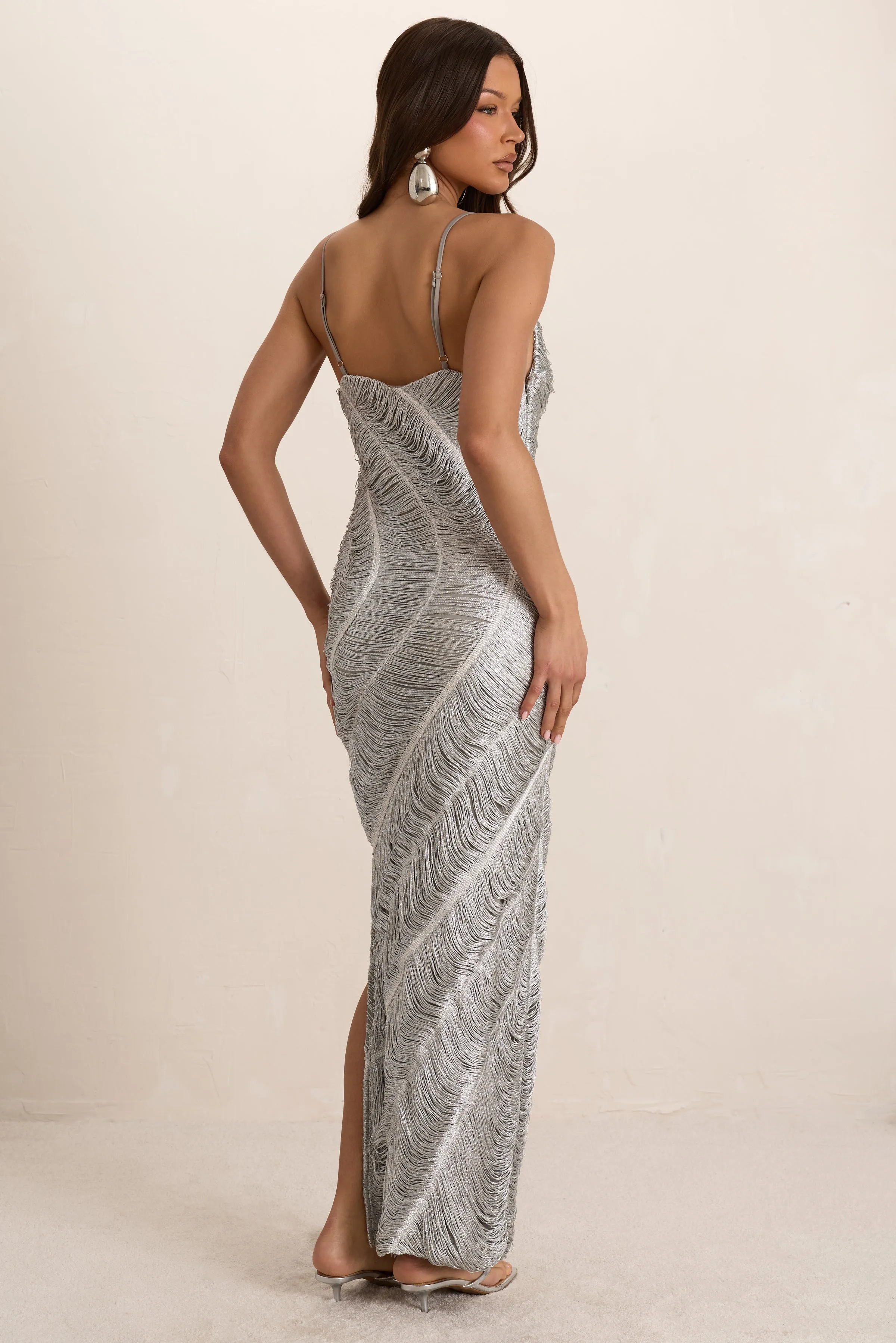 Silver Tassel Maxi Dress sold by Missy Empire product image thumbnail 3
