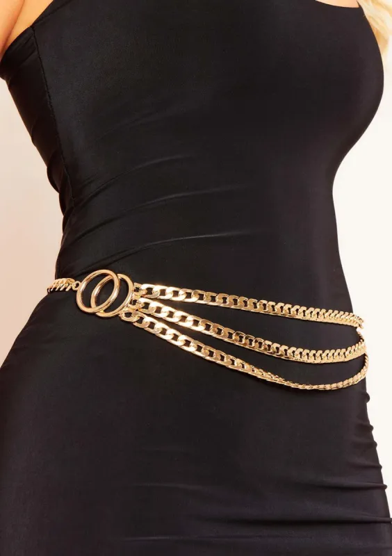 Quinn Gold Layered Chain Detail Belt sold by Missy Empire