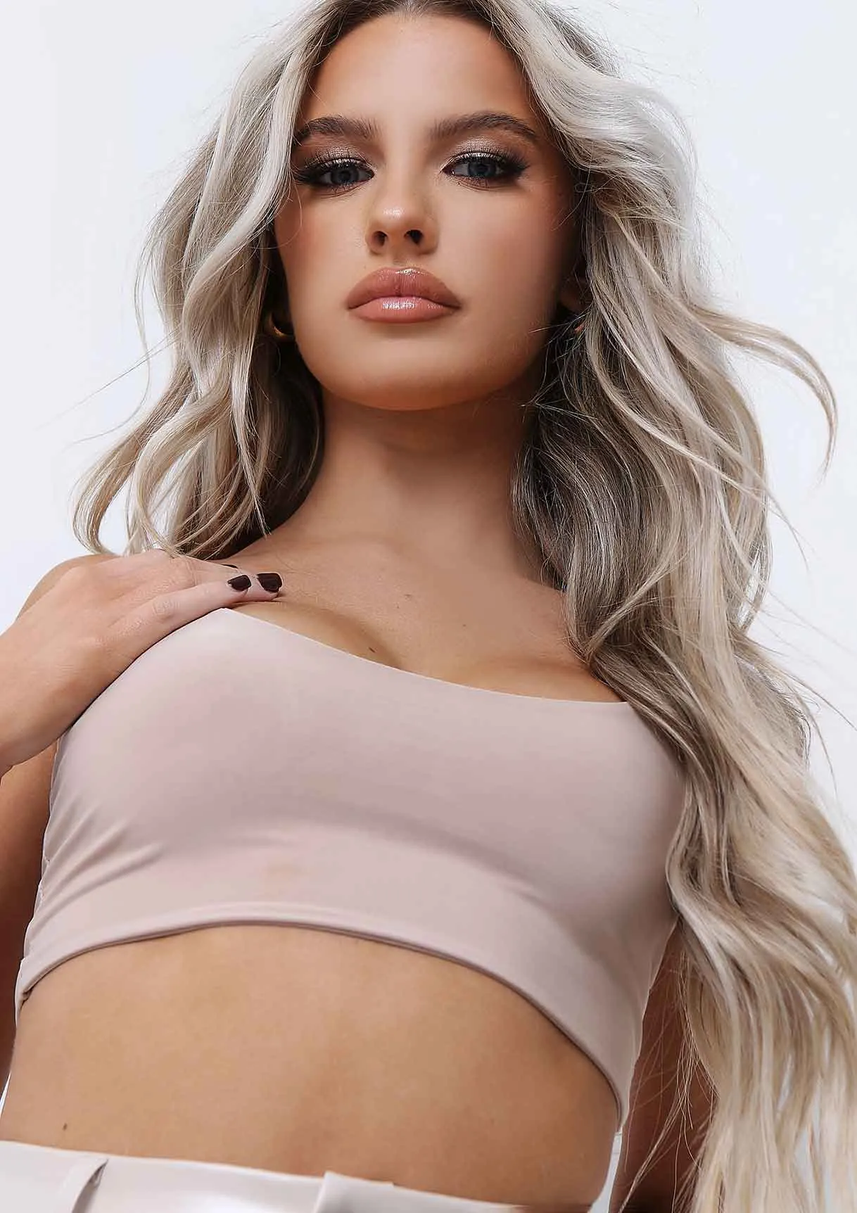 Corazon Sand Basic Round Scoop Neck Strappy Bralet sold by Missy Empire product image thumbnail 4