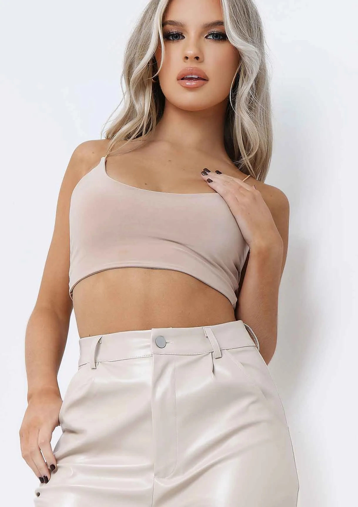 Corazon Sand Basic Round Scoop Neck Strappy Bralet sold by Missy Empire product image thumbnail 2