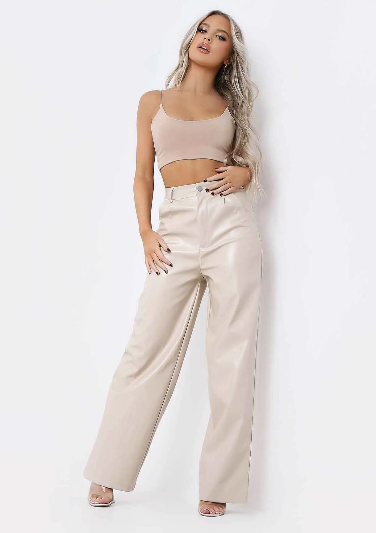 Corazon Sand Basic Round Scoop Neck Strappy Bralet sold by Missy Empire product image thumbnail 5