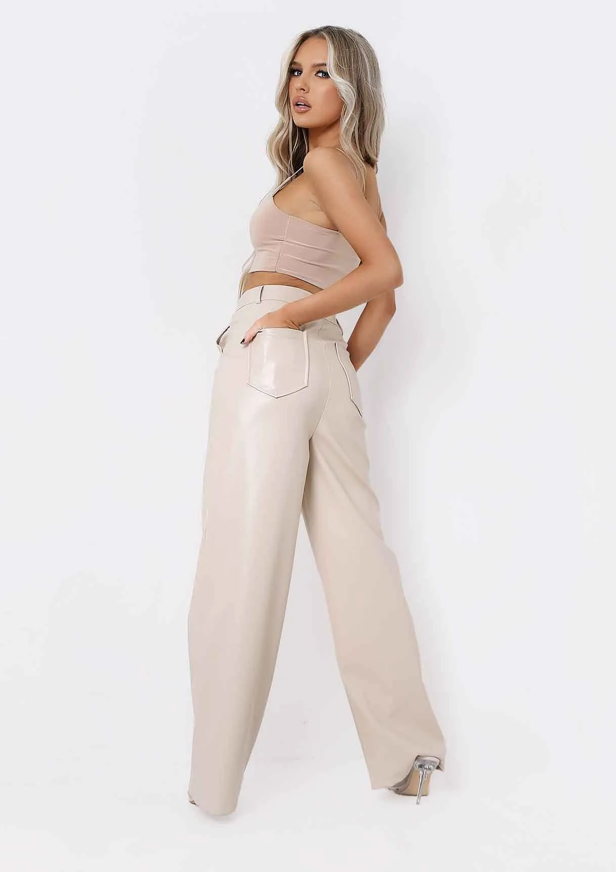 Corazon Sand Basic Round Scoop Neck Strappy Bralet sold by Missy Empire product image thumbnail 3