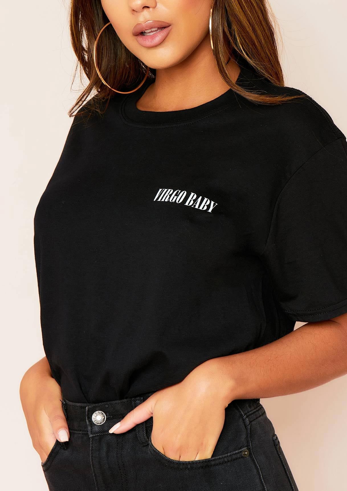 Anah Black Virgo Baby Slogan Horoscope T-Shirt sold by Missy Empire product image thumbnail 3
