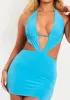 Emmy Blue Slinky Cut Out Missy Mini Dress sold by Missy Empire