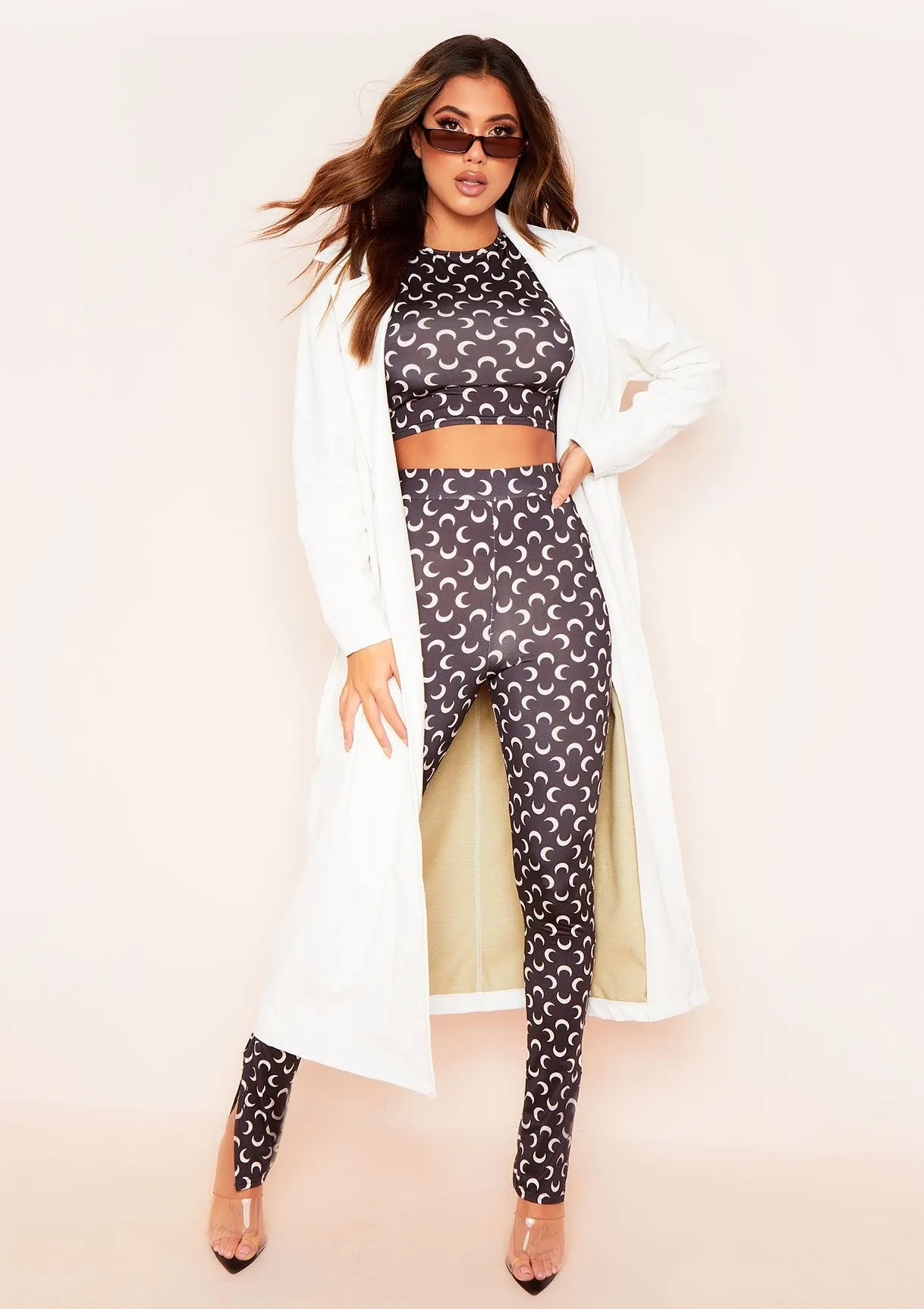 Maria Black Moon Print Wide Racer Neck Sleeveless Crop Top sold by Missy Empire product image thumbnail 4