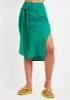 Jade Green Woven Linen Midaxi Slit Skirt sold by Missy Empire