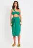 Jade Green Woven Linen Midaxi Slit Skirt sold by Missy Empire