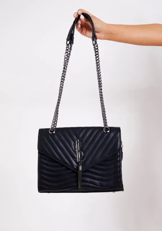 Harper Black Quilted Shoulder Bag sold by Missy Empire