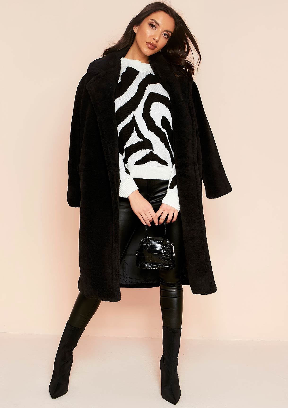 Erla Cream Zebra Stripe Knitted Jumper sold by Missy Empire product image thumbnail 2