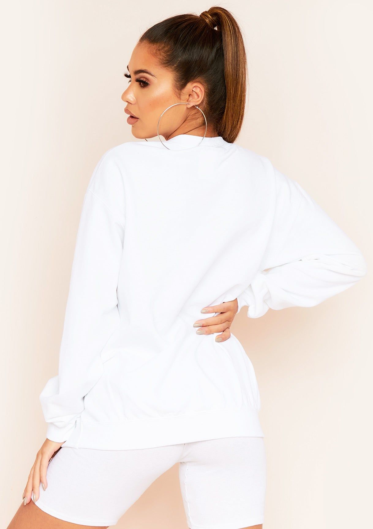 Danielle White Missy Empire Lounging Graphic Oversized Sweatshirt sold by Missy Empire product image thumbnail 4