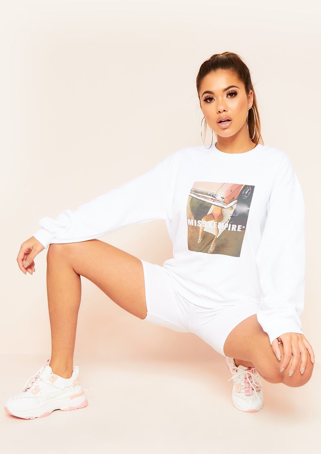Danielle White Missy Empire Lounging Graphic Oversized Sweatshirt sold by Missy Empire product image thumbnail 2