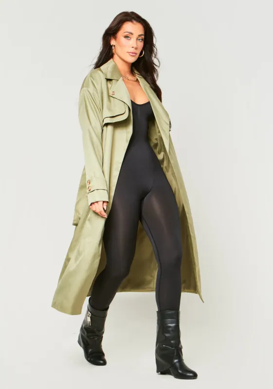 Larsa Olive Trench Coat sold by Missy Empire
