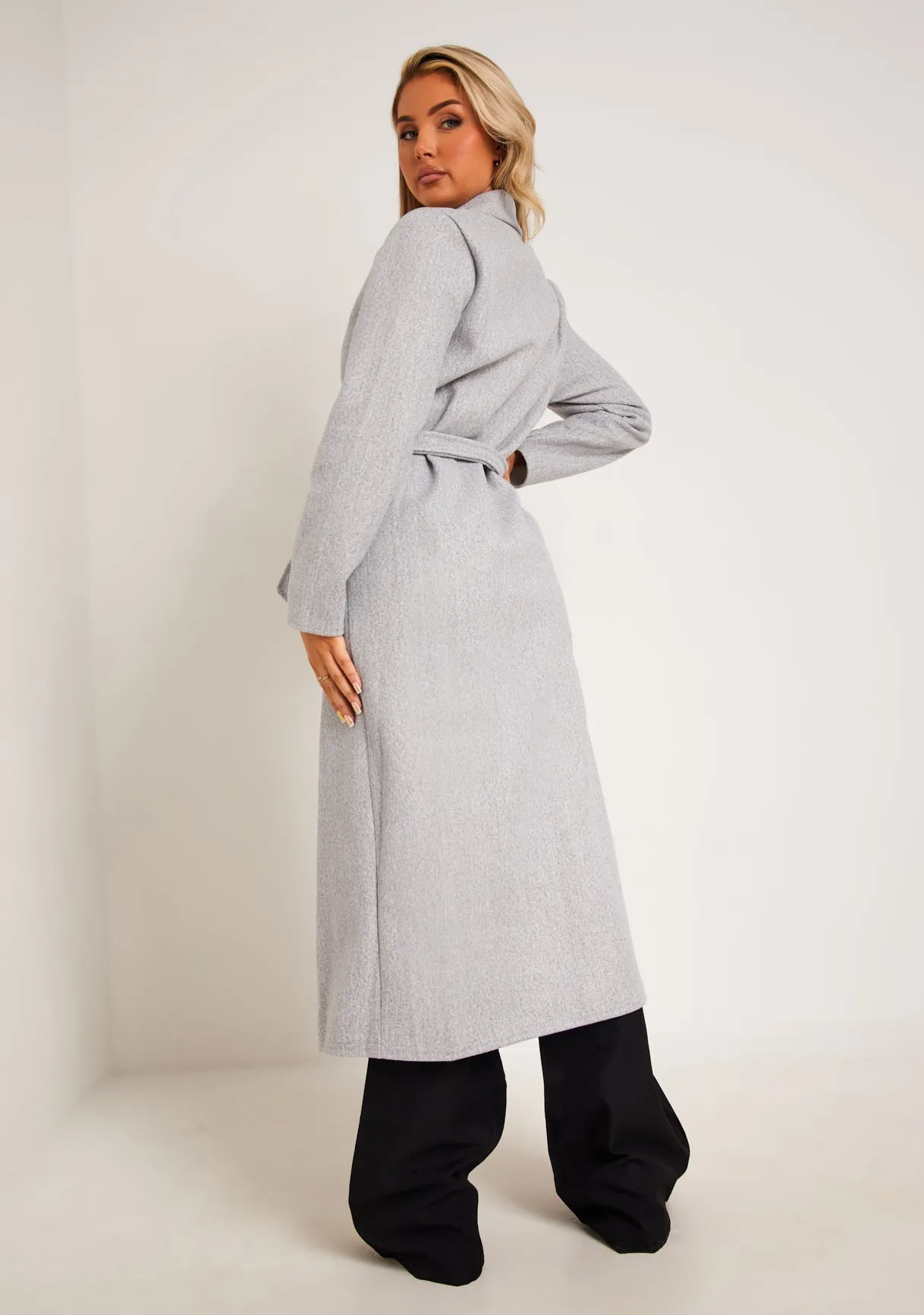 Layla Grey Brushed Wool Blend Coat sold by Missy Empire product image thumbnail 3