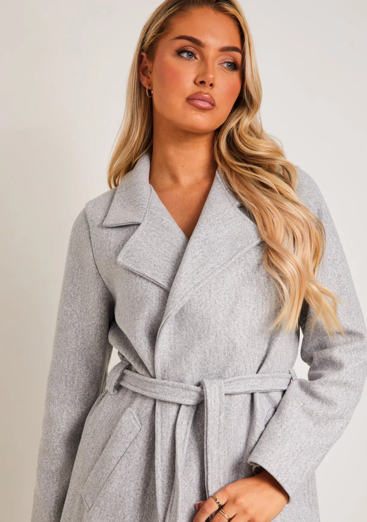 Layla Grey Brushed Wool Blend Coat sold by Missy Empire product image thumbnail 2