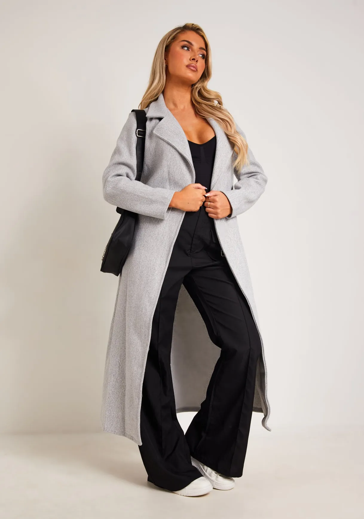 Layla Grey Brushed Wool Blend Coat sold by Missy Empire product image thumbnail 4