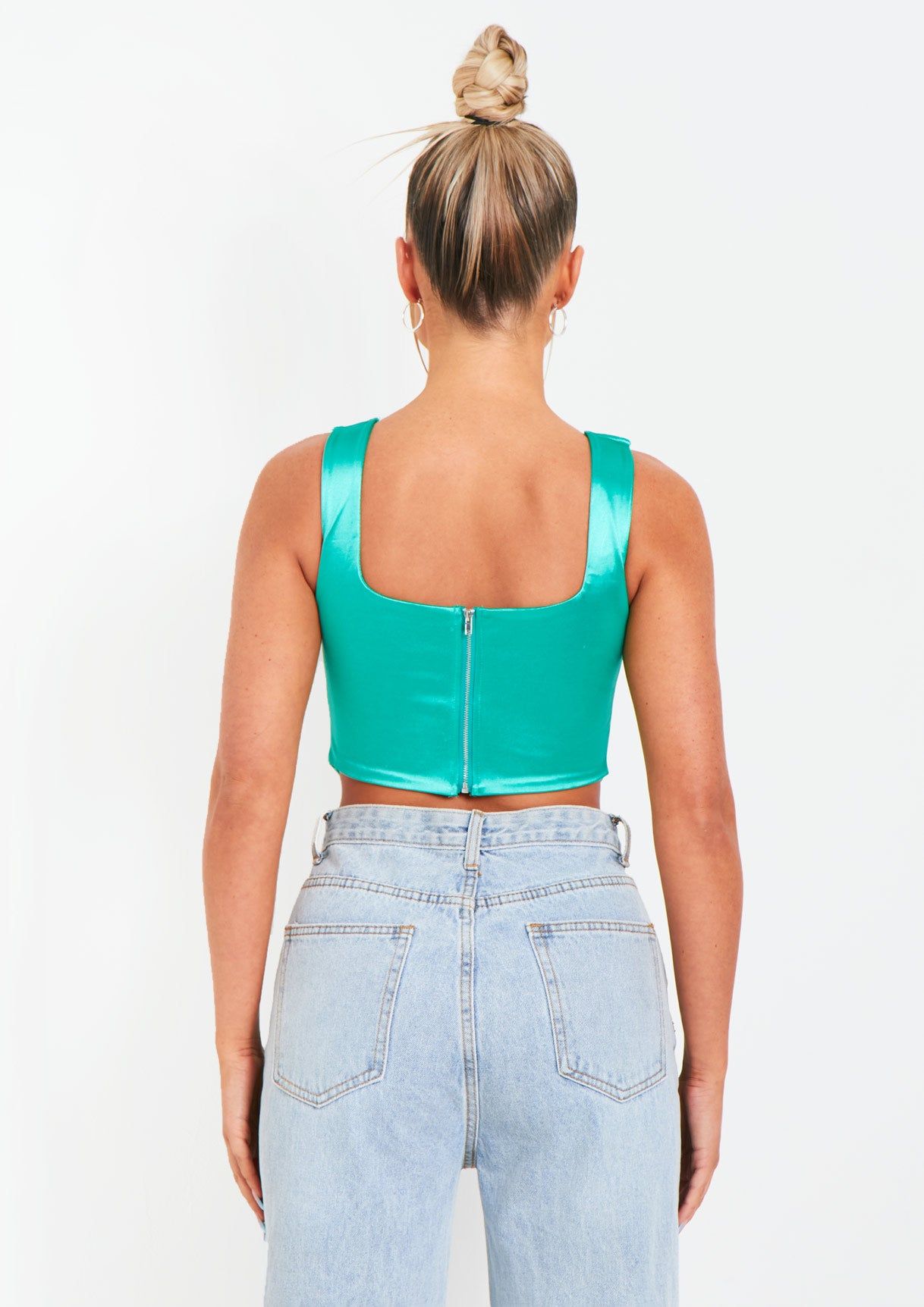 Maia Green Metallic Corset Top sold by Missy Empire product image thumbnail 3