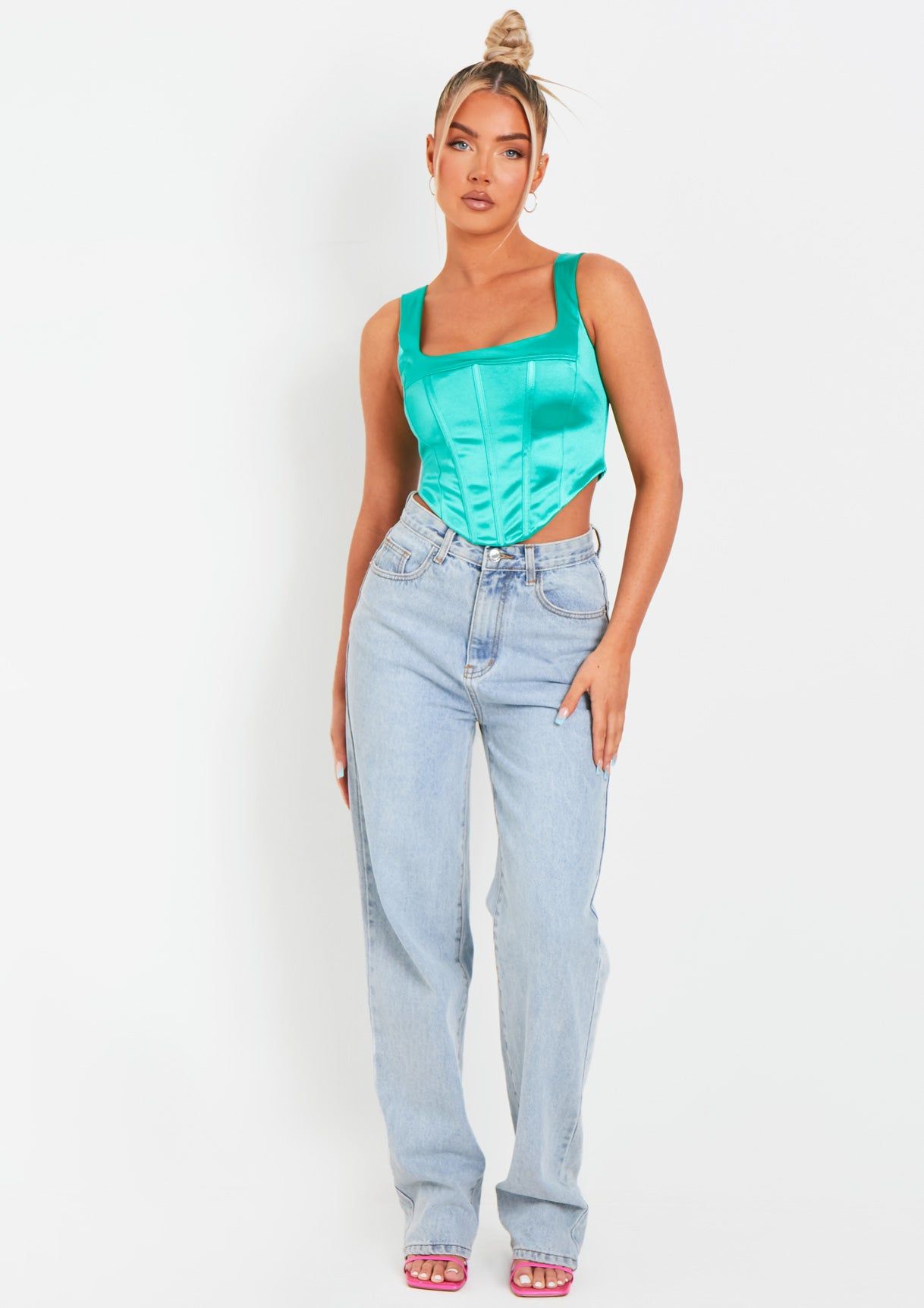 Maia Green Metallic Corset Top sold by Missy Empire product image thumbnail 4