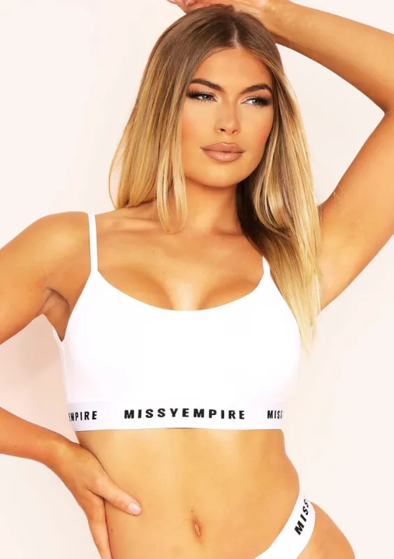 Saniya White Missy Empire Tape Cami Crop Lounge Bralet sold by Missy Empire