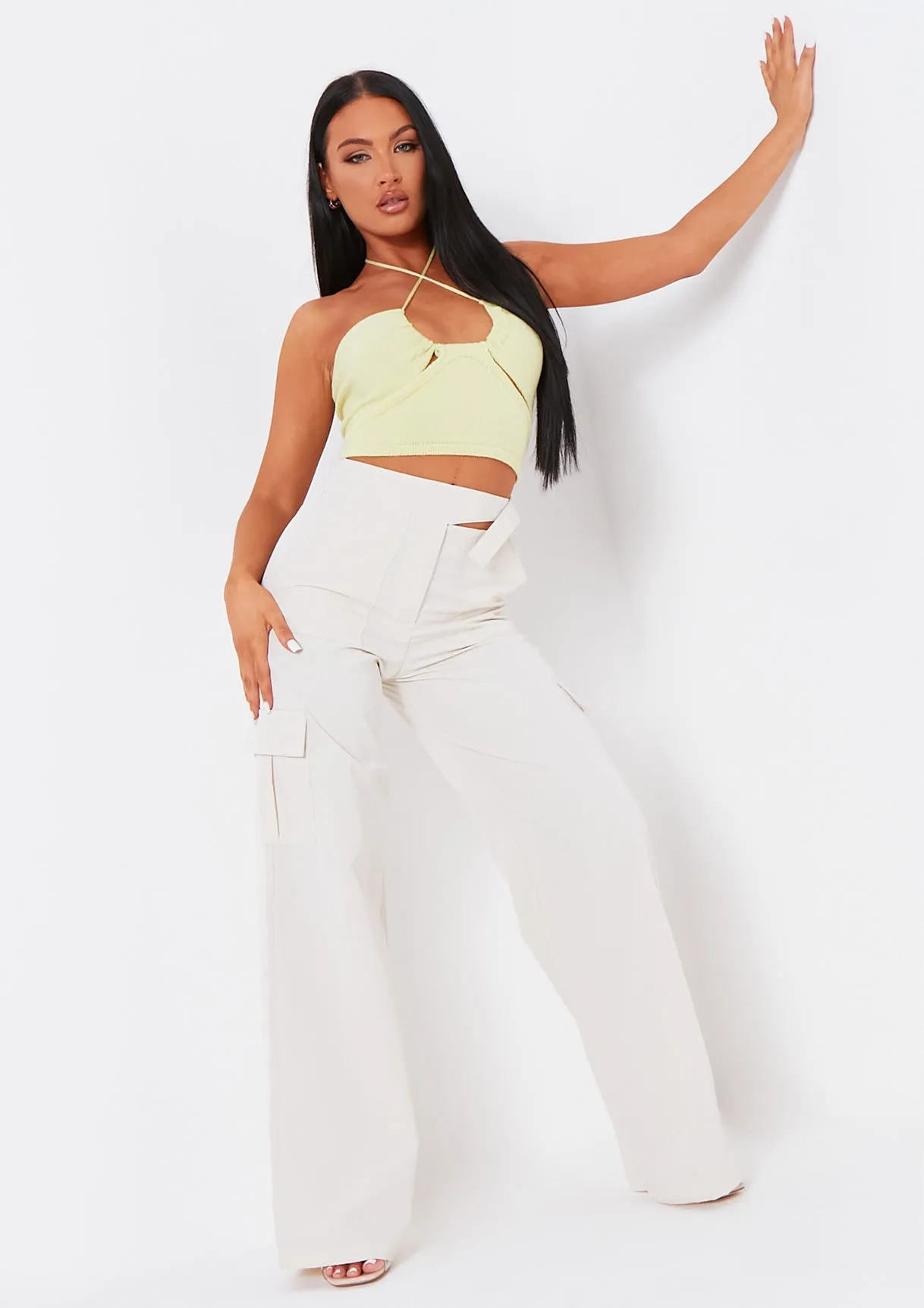 Yolanda Lime Knit Cross Over Crop Top sold by Missy Empire product image thumbnail 5