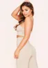 Laila Beige Basic Jersey Strappy Crop Top sold by Missy Empire