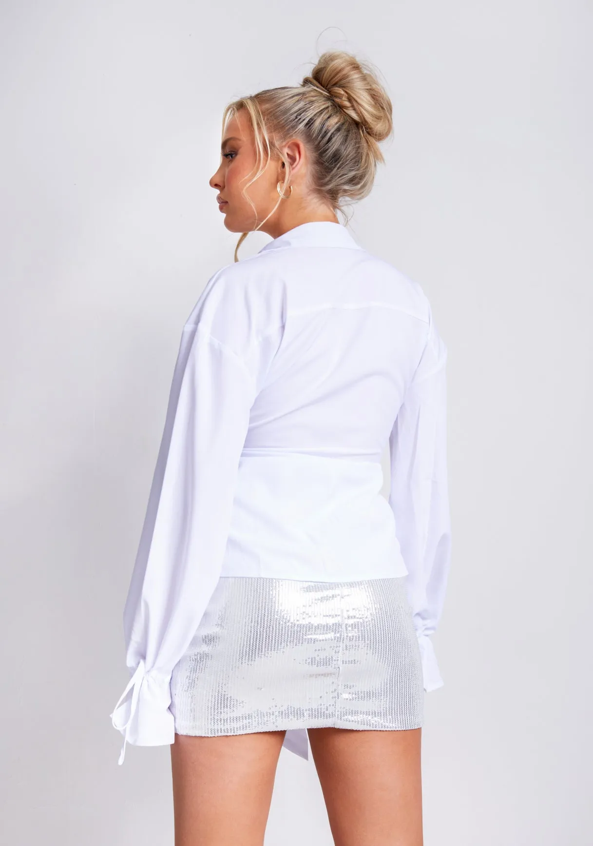 Aphrodite White Plunge Drape Detail Shirt sold by Missy Empire product image thumbnail 4