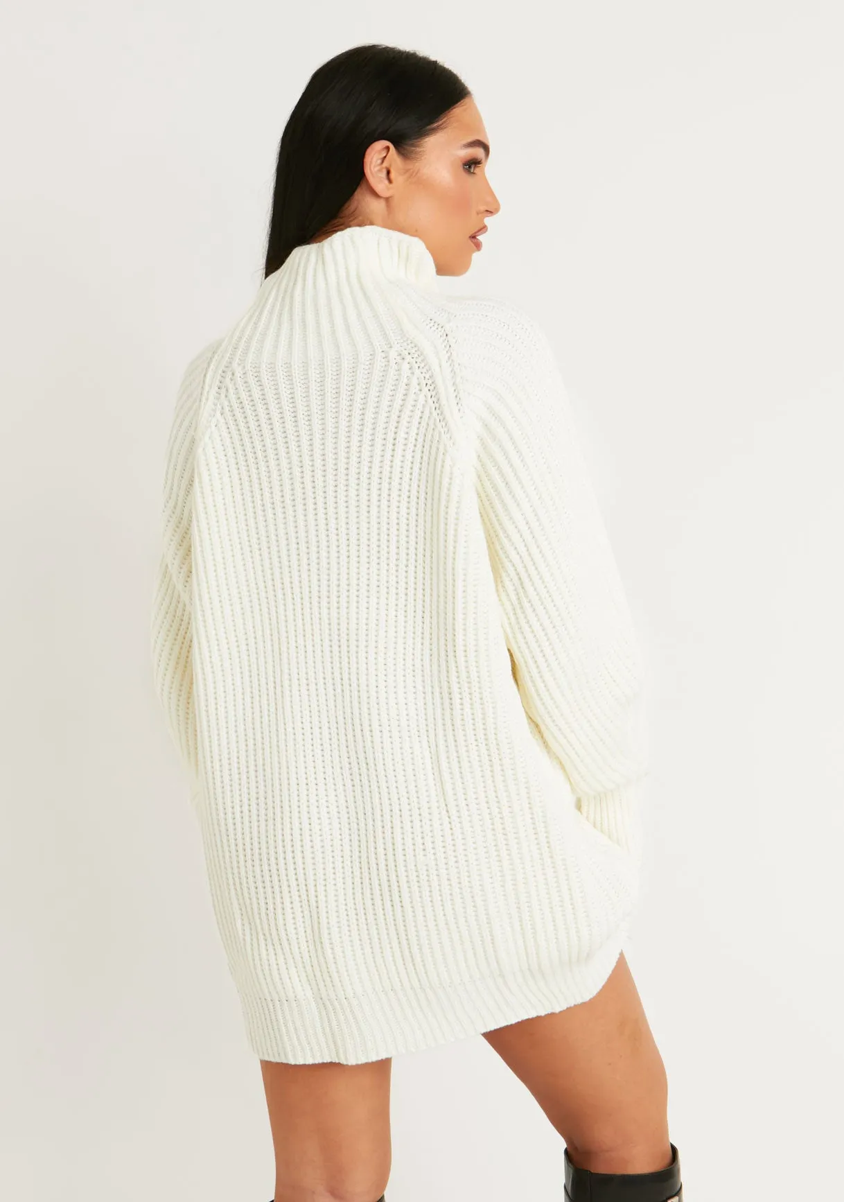 Amie Cream Chunky Knit Jumper Dress sold by Missy Empire product image thumbnail 3