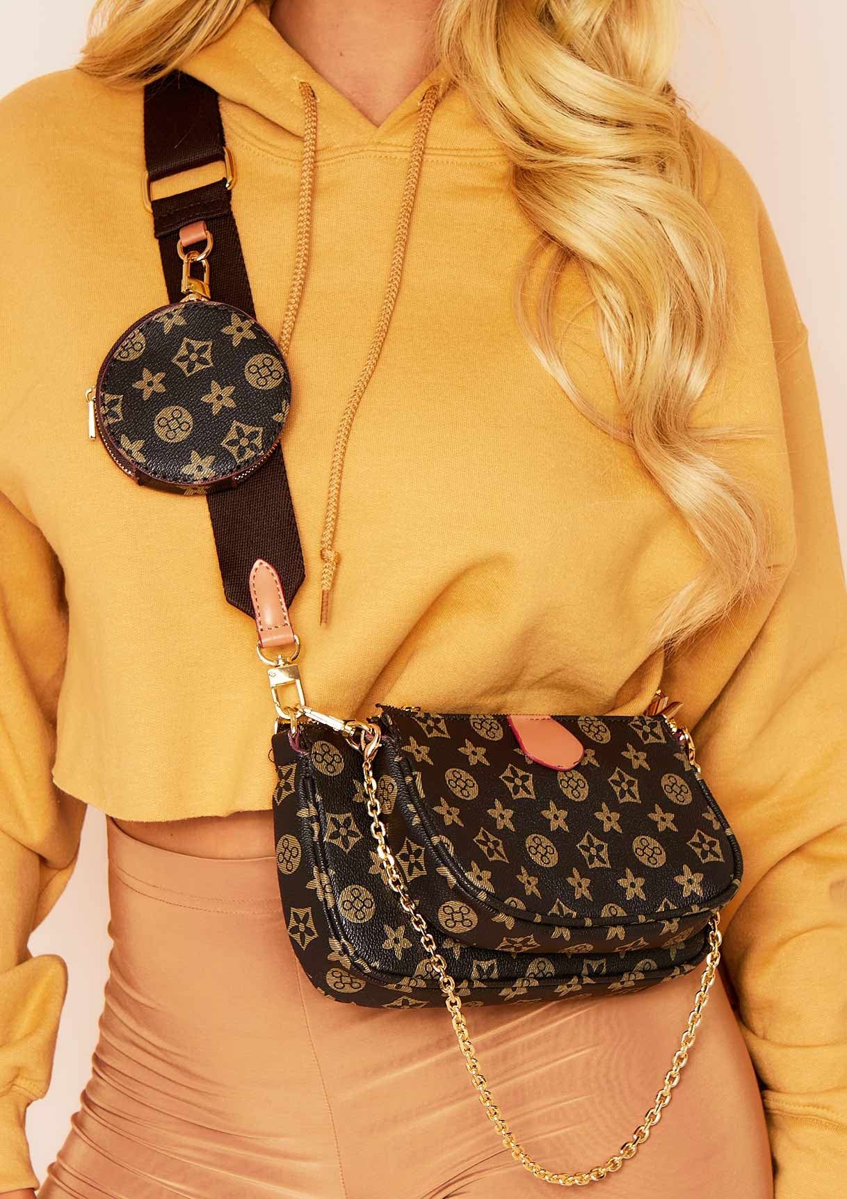 Adita Brown Trio Chain Cross Body Bag sold by Missy Empire product image thumbnail 2