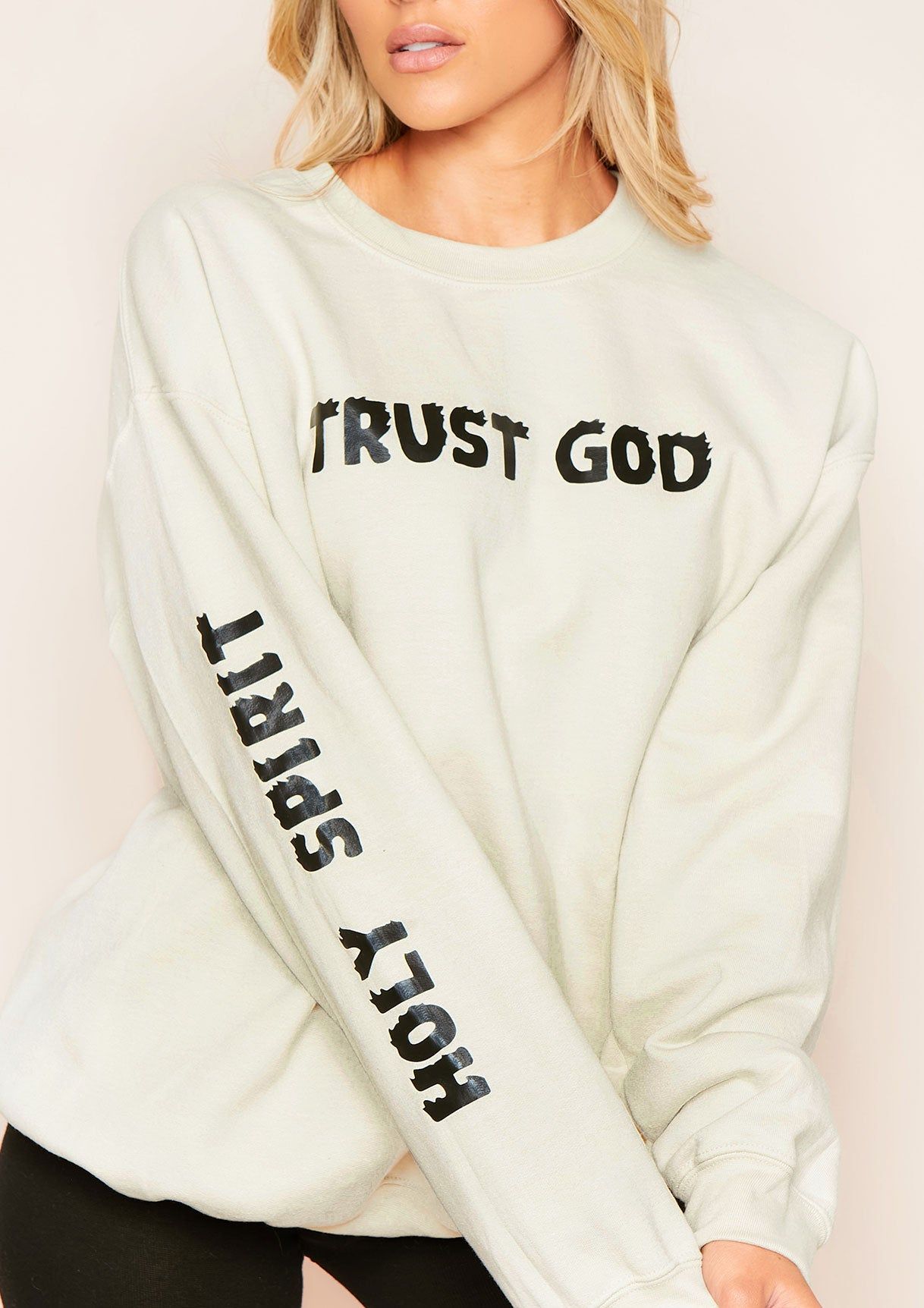 Mindy Sand Trust Slogan Oversized Sweatshirt sold by Missy Empire product image thumbnail 3