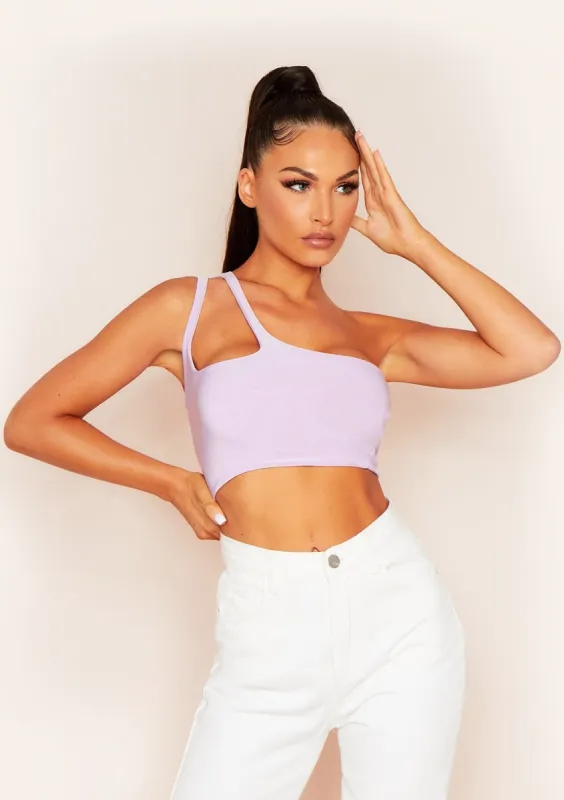 Kaley Lilac Double Strap Slinky Crop Top sold by Missy Empire