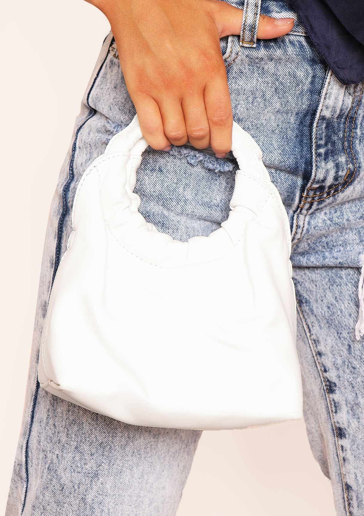 Hana White Scrunch Handle Mini Bag sold by Missy Empire product image thumbnail 2