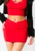 Stacey Red Bow Detail Ribbed Mini Skirt sold by Missy Empire