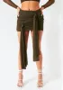 Alanna Dark Khaki Mesh Drape Detail Mini Skirt sold by Missy Empire