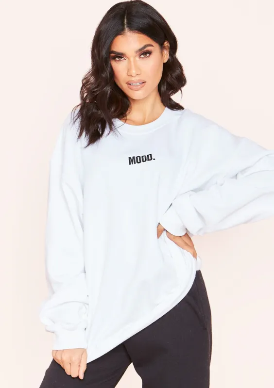 Scarlet White Mood Slogan Oversized Sweatshirt sold by Missy Empire